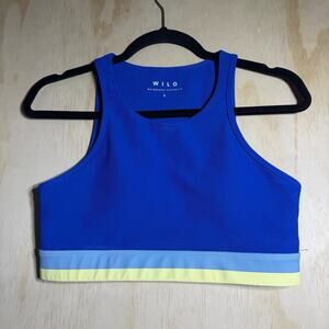 WILO Active Sports Bra Womens Large Blue Colorblock Athletic Yoga Gym